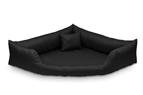 Juelle Orthopädisches Hundebett Eckbett mit Orthopädischer Hundematratze, Abnehmbarer Schutzhülle, Maschinenwäsche möglich, Dakota M-XXL (120x90cm, Schwarz) von Juelle