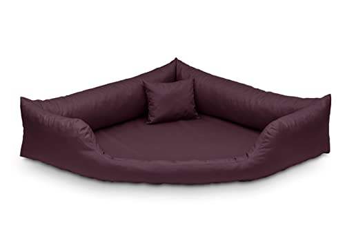 Juelle Orthopädisches Hundebett Eckbett Hundebett mit Orthopädischer Matratze für Großhunde, Abnehmbare Abdeckung, Maschinenwäsche möglich, Dakota M-XXL (130x95cm, Pflaume) von Juelle