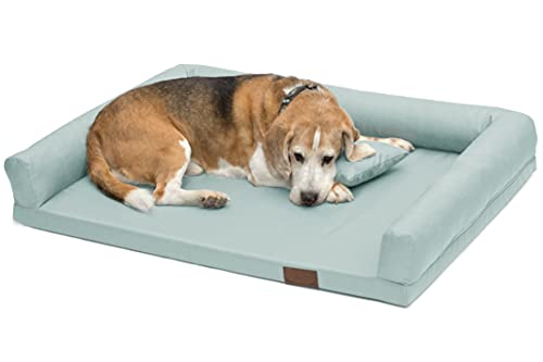 Juelle Orthopädisches Hundebett Große Hunde, Ergonomische Matratze mit Seiten für große Hunde, Abnehmbarer Bezug, Maschinenwaschbar, Lucky M-XXL (Größe: L - 120x90cm, Hell Mint) von Juelle