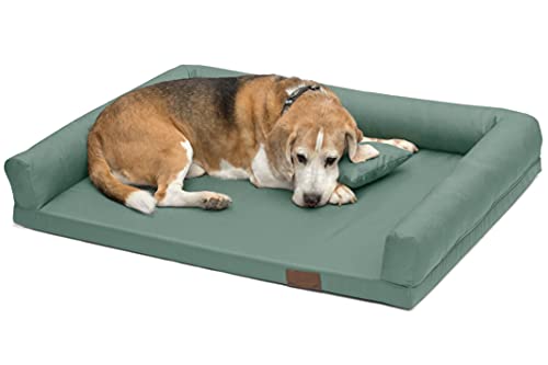 Juelle Orthopädisches Hundebett Große Hunde, Ergonomische Matratze mit Seiten für große Hunde, Abnehmbarer Bezug, Maschinenwaschbar, Lucky M-XXL (Größe: XXL - 145x105 cm, Dunkle Mint) von Juelle