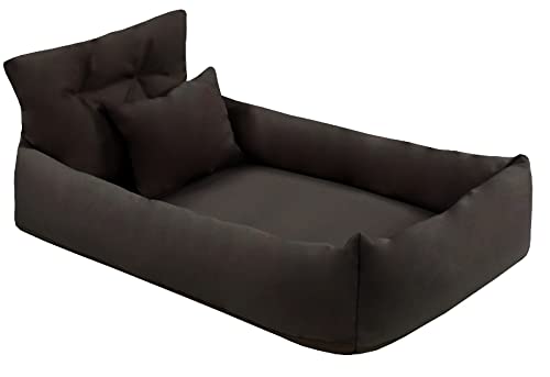 Juelle Orthopädisches Hundebett Kunstleder Hundesofa mit Orthopädischer Matratze für Große Hunde Abnehmbarer Bezug, Maschinenwaschbar, Hugo L-XXL (100x80 cm, Schwarz) von Juelle