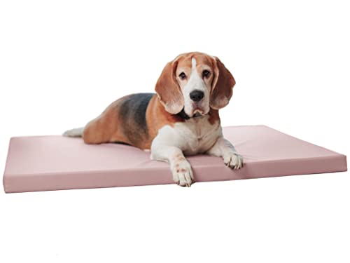 Juelle Orthopädisches Hundebett - Matratze, Ergonomische Matte für mittelgroße und große Hunde Abnehmbarer Bezug Maschinenwaschbar Karo M-XXL (Größe: L - 100x75 cm, Puder Dom Rosa) von Juelle