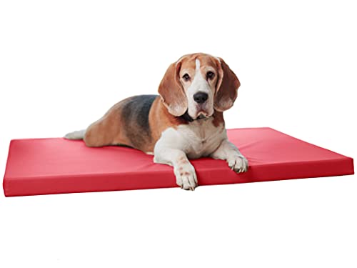 Juelle Orthopädisches Hundebett - Matratze, Ergonomische Matte für mittelgroße und große Hunde Abnehmbarer Bezug Maschinenwaschbar Karo M-XXL (Größe: M - 90x70 cm, Rot) von Juelle