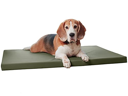 Juelle Orthopädisches Hundebett - Matratze, Ergonomische Matte für mittelgroße und große Hunde Abnehmbarer Bezug Maschinenwaschbar Karo M-XXL (Größe: XL - 120x90 cm, Khaki) von Juelle