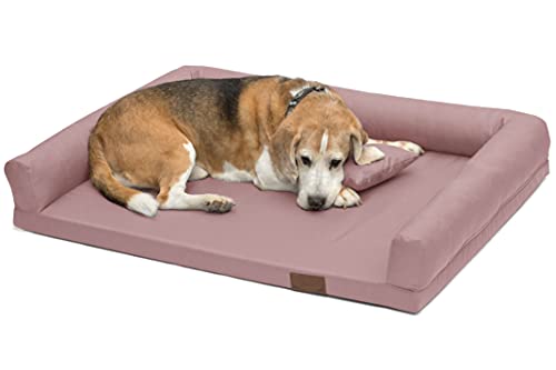 Juelle Orthopädisches Hundebett Mittelhund Ergonomische Matratze mit Seiten für mittelgroße Hunde, Abnehmbarer Bezug, Maschinenwaschbar, Lucky M-XXL (Größe: M - 100x75 cm, Puder Dark Rosa) von Juelle