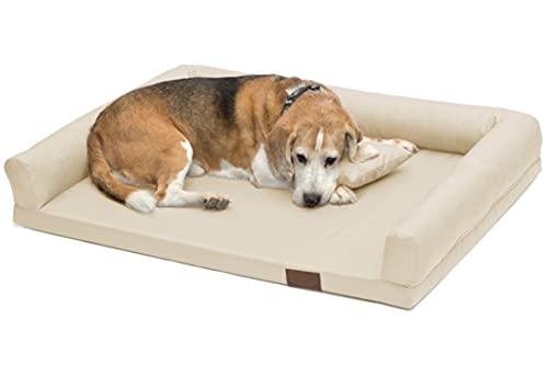 Juelle Orthopädisches Hundebett Mittelhund Ergonomische Matratze mit Seiten für mittelgroße Hunde, Abnehmbarer Bezug, Maschinenwaschbar, Lucky M-XXL (Größe: M - 100x75cm, Ecru) von Juelle