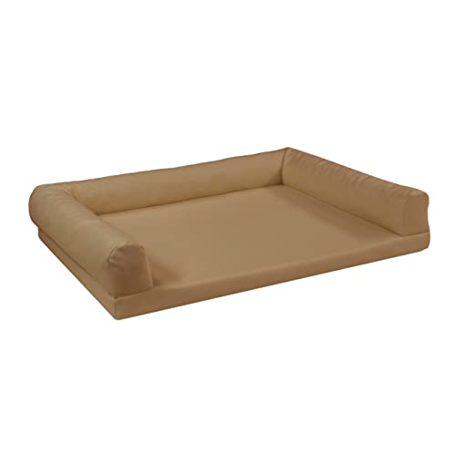 Juelle Orthopädisches Hundebett aus Kunstleder, Hundesofa mit Orthopädischer Hundematratze, Abnehmbarer Hülle, Maschinenwaschbar Lord L-XXL (100x75cm, Beige) von Juelle