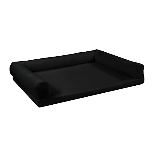 Juelle Orthopädisches Hundebett aus Kunstleder, Hundesofa mit Orthopädischer Hundematratze, Abnehmbarer Hülle, Maschinenwaschbar Lord L-XXL (100x75cm, Schwarz) von Juelle