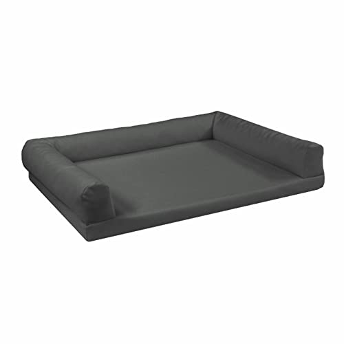 Juelle Orthopädisches Hundebett aus Kunstleder, Hundesofa mit Orthopädischer Hundematratze, Abnehmbarer Hülle, Maschinenwaschbar Lord L-XXL (130x95cm, Dark Asche) von Juelle