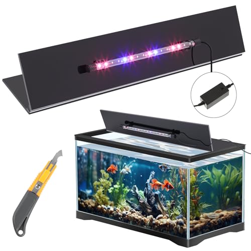 Juexica Aquarium-Deckel, Acryl-Baldachin mit LED-Aquarium-Licht, 76,2 x 30,5 cm, Aquarium-Haube, 29 Gallonen, Deckel für Aquarien, ohne Mittelstrebe, mit Hakenmesser von Juexica