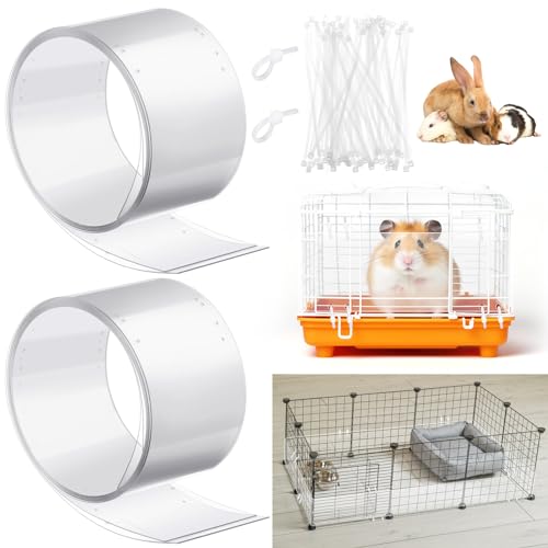 Juexica Meerschweinchen-Käfigauskleidung mit vorgebohrten Löchern, extra lang, mit 100 Kabelbindern, für Kaninchen, Hamster, Frettchen, Chinchillas, 2 Stück, 203 x 11,4 cm, transparent von Juexica