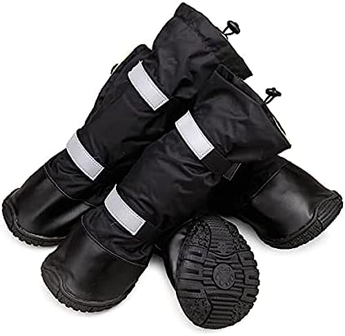 Mittelgroße Hundeschuhe, wasserdicht, für den Außenbereich, Winterstiefel, Hundestiefel, warm, lang, rutschfest, Regenschuhe, langlebig, Schwarz, XL 90 von JuiShNen