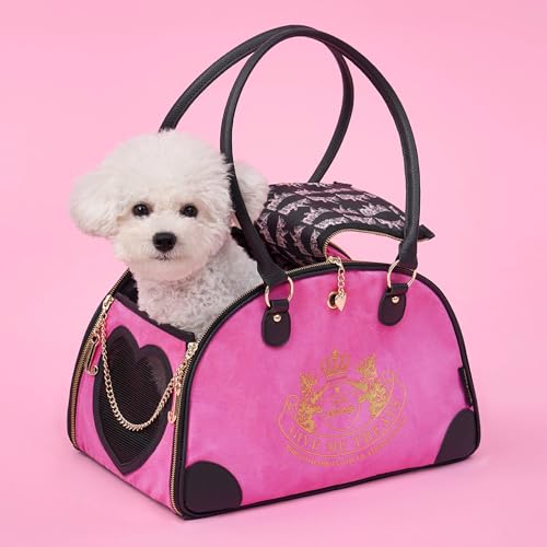 Juicy Couture Give Me Treats Transporttasche für Haustiere, stilvolle Reisetasche für kleine Hunde und Katzen, Hot Pink von Juicy Couture