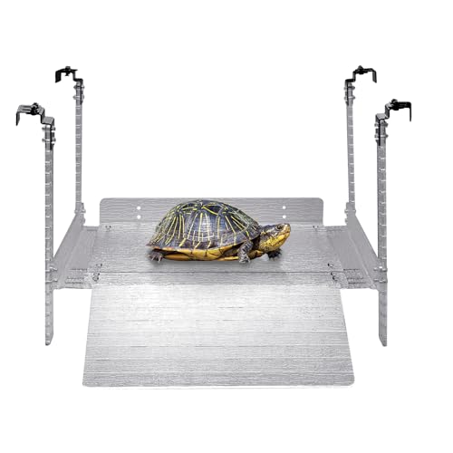 Juilsioa Große hängende Schildkrötenrampe, Acryl Transparent Schildkröte Ruheterrasse mit Edelstahlhaken, für Schildkrötenbecken Aquarium, Schildkrötenpanzer Zubehör von Juilsioa