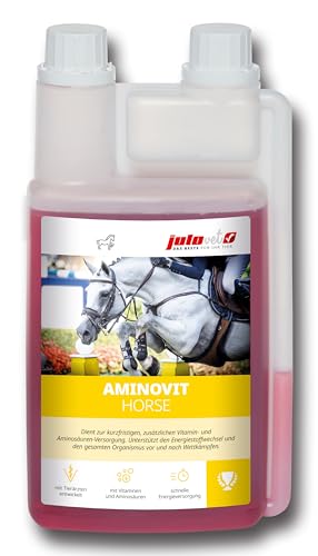 JuloVet Aminovit Horse | 1 l | Ergänzungsfuttermittel für Pferde | Kann den Energiestoffwechsel und den Organismus vor, sowie nach Wettkämpfen unterstützen von JuloVet