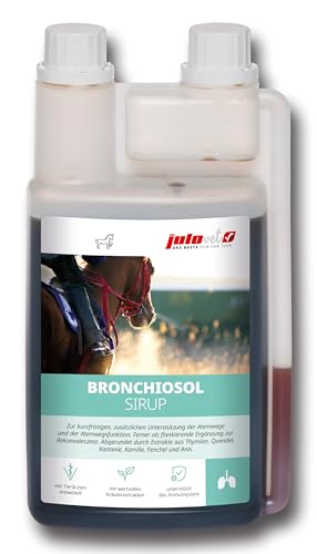 JuloVet Bronchiol Sirup | 1 l | Ergänzungsfuttermittel für Pferde | Zur kurzfristigen, zusätzlichen Unterstützung der Atemwege und der Atemwegsfunktion | In der Rekonvaleszenz von JuloVet