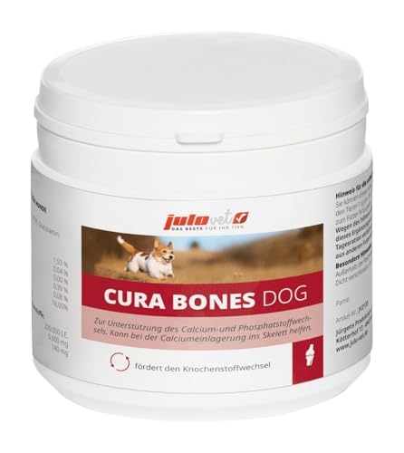 JuloVet Cura Bones Hund | 450 g | Ergänzungsfuttermittel für Hunde | Zur Unterstützung der Bildung von Knorpel, Sehnen und Bindegewebe | Calcium- und Phosphat"Stoff"wechsel von JuloVet