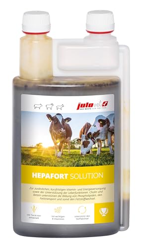 JuloVet Hepafort Solution | 1 l | Flüssiges Ergänzungsfuttermittel für Pferde, Rinder, Schafe und Ziegen | Zur zusätzlichen, kurzfristigen Vitamin- und Energieversorgung von JuloVet