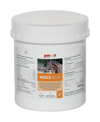 JuloVet Musco Relax | 500 g | Vitaminreiches Ergänzungsfuttermittel für Pferde | Speziell für Renn- und Sportpferde entwickelt | Kann die Regeneration der Muskulatur unterstützen von JuloVet