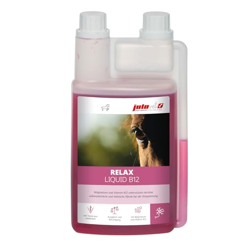 JuloVet Relax Liquid B12 | 1 l | Flüssiges Ergänzungsfuttermittel für Pferde | Enthält Magnesium | Zur Unterstützung des Muskelgewebes | Für nervöse und hektische Pferde von JuloVet