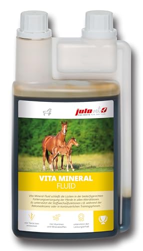 JuloVet Vita Mineral Fluid | 1 l | Flüssiges Ergänzungsfuttermittel für Pferde | Kann Stoffwechselfunktionen unterstützen | Könnte Lücken in der Nährstoffversorgung schließen von JuloVet