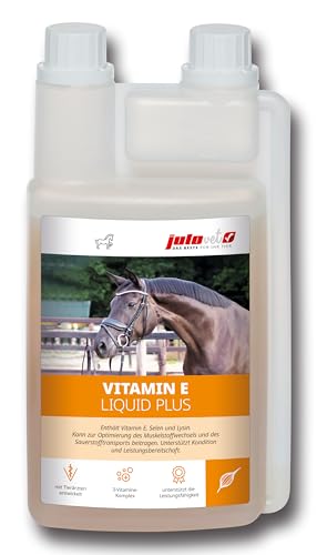 JuloVet Vitamin E Liquid Plus | 1 l | Flüssiges Ergänzungsfuttermittel für Pferde | Kann zur Optimierung des Muskelstoffwechsels und des Sauerstofftransports beitragen von JuloVet