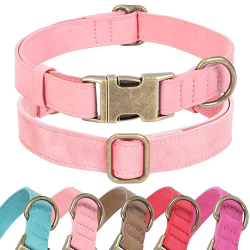 Jumpress Hundehalsband aus weichem Leder für kleine, mittelgroße und große Hunde, strapazierfähiges Hundehalsband aus Leder mit Schnellverschluss-Metallschnalle, langlebig und verstellbar für kleine von Jumpress