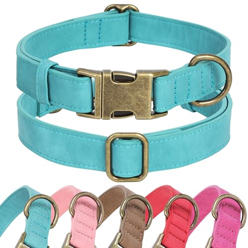 Jumpress Hundehalsband aus weichem Leder für kleine, mittelgroße und große Hunde, strapazierfähiges Hundehalsband aus Leder mit Schnellverschluss-Metallschnalle, langlebig und verstellbar für von Jumpress