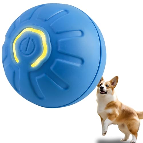 Jumstigate Selbstrollender Hundeball, automatischer Hüpfball für Hunde, Welpenzubehör, vibrierender Hundeball, Geburtstag, interaktives Hundespielzeug (blau) von Jumstigate