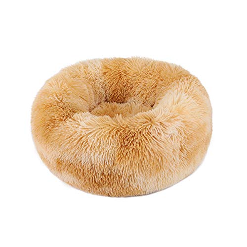 Jun Jiale Hundebett / Katzenbett, bequem, Donut-Design, rund, rutschfest, Kunstfell, sehr weich, waschbar, für Hunde und Katzen, 70 x 70 cm von Jun Jiale