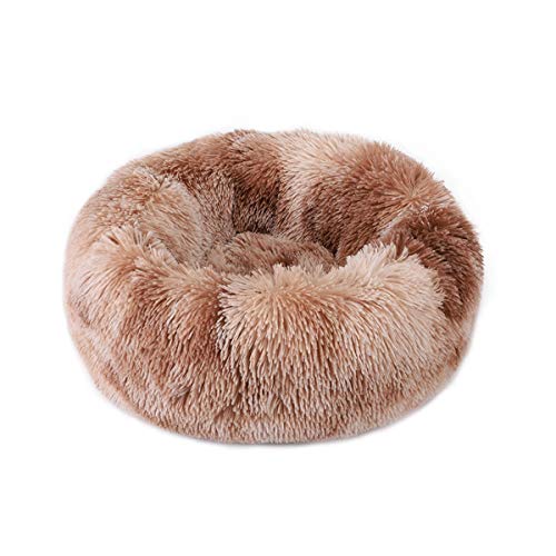 Jun Jiale Hundebett / Katzenbett, bequem, Donut-Design, rund, rutschfest, Kunstfell, sehr weich, waschbar, für Hunde und Katzen, 70 x 70 cm von Jun Jiale