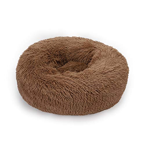 Jun Jiale Hundebett / Katzenbett, bequem, Donut-Design, rund, rutschfest, Kunstfell, sehr weich, waschbar, für Hunde und Katzen, 70 x 70 cm von Jun Jiale