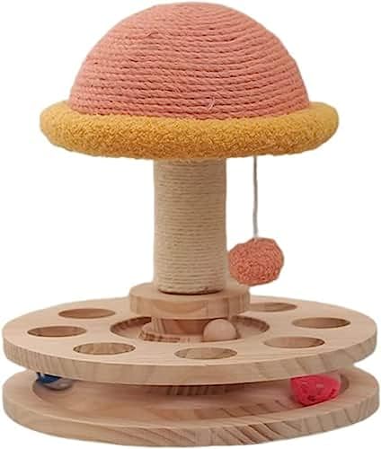 Multifunktionales Katzenspielzeug, Katzendrehscheibe, Katzenspiel-Requisiten, Holz, Spiel und Krallen in einem, geeignet für alle Arten von Kätzchen, M (29,3 x 32 cm) von JunErQiCe