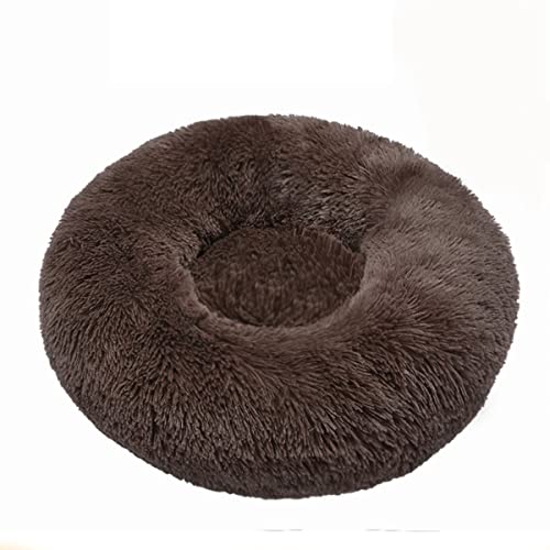 JunJiale Beruhigende Hundebetten, Donut-Hundebett für kleine Hunde, bequemes Kuschel-Hundebett und Katzenbett aus Kunstfell, waschbares Hundebett, Durchmesser 119 cm von JunJiale