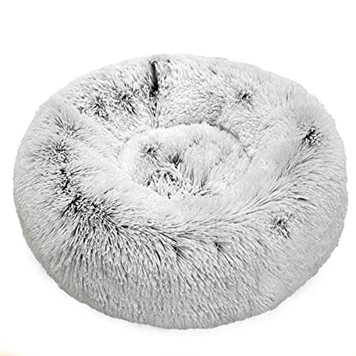 JunJiale Beruhigende Hundebetten, Donut-Hundebett für kleine Hunde, bequemes Kuschel-Hundebett und Katzenbett aus Kunstfell, waschbares Hundebett, Durchmesser 119 cm von JunJiale