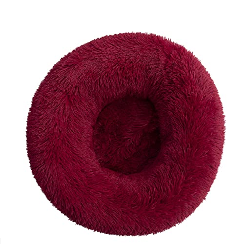 JunJiale Beruhigendes Hundebett für kleine Hunde – Donut, waschbar, kleines Haustierbett, Anti-Angst, rund, flauschig, Plüsch, Kunststoff, großes Katzenbett, Durchmesser 80 cm von JunJiale