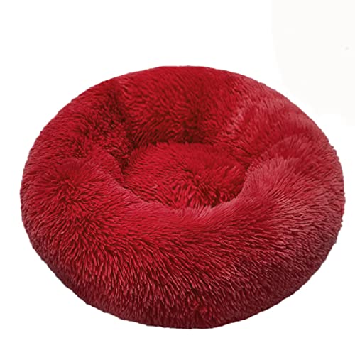 JunJiale Beruhigendes Hundebett und Katzenbett, Anti-Angst-Donut-Hunde-Kuschelbett, flauschiges Kunstplüsch-Hunde- und Katzenbett für kleine, mittelgroße Hunde und Katzen, Durchmesser 40,6 cm von JunJiale