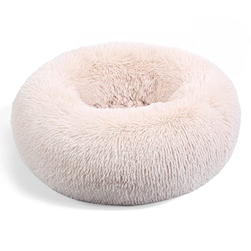 JunJiale Beruhigendes Hundebett und Katzenbett, Anti-Angst-Donut-Hunde-Kuschelbett, flauschiges Kunstplüsch-Hunde- und Katzenbett für kleine, mittelgroße Hunde und Katzen, Durchmesser 40,6 cm von JunJiale