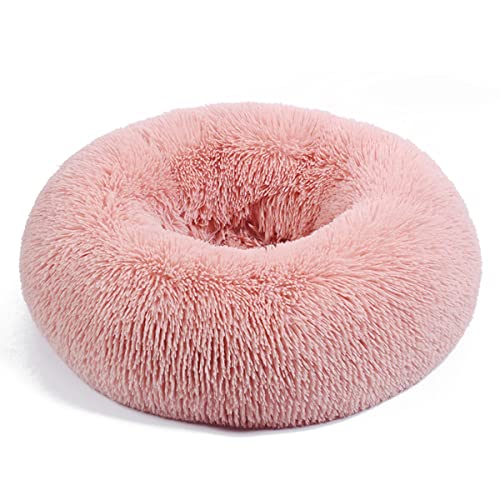 JunJiale Beruhigendes Hundebett und Katzenbett, Anti-Angst-Donut-Hunde-Kuschelbett, flauschiges Kunstplüsch-Hunde- und Katzenbett für kleine, mittelgroße Hunde und Katzen, Durchmesser 40,6 cm von JunJiale