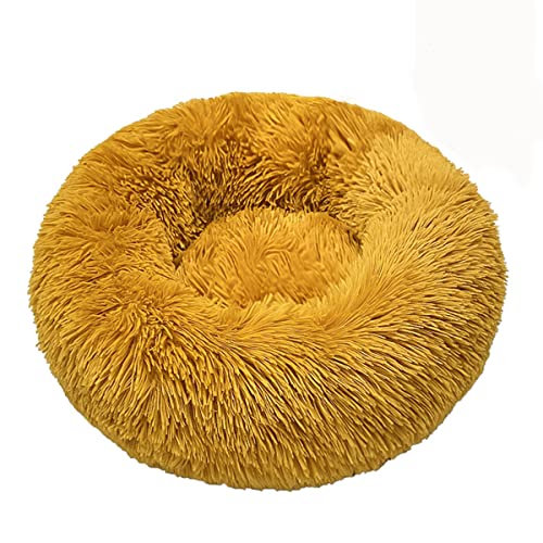 JunJiale Beruhigendes Hundebett und Katzenbett, Anti-Angst-Donut-Hunde-Kuschelbett, flauschiges Kunstplüsch-Hunde- und Katzenbett für kleine, mittelgroße Hunde und Katzen, Durchmesser 40,6 cm von JunJiale