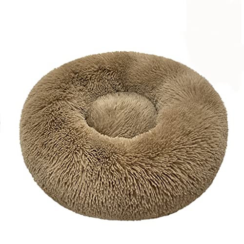 JunJiale Beruhigendes Hundebett und Katzenbett, Anti-Angst-Donut-Hunde-Kuschelbett, flauschiges Kunstplüsch-Hunde- und Katzenbett für kleine, mittelgroße Hunde und Katzen, Durchmesser 40,6 cm von JunJiale