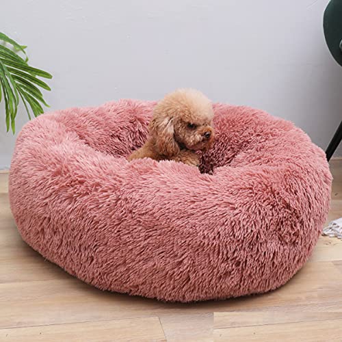 JunJiale Hundebett, Katzenbett, beruhigendes Bett, Kunstkissen, Haustier-Donut-Kuschelbett, rundes Plüschbett für große, mittelgroße und kleine Hunde und Katzen, 61 cm von JunJiale