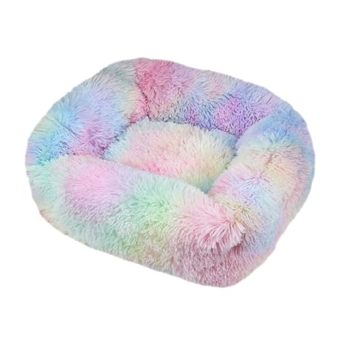 JunJiale Katzenbett, Hundebett für Hunde, waschbares Hundesofa, stützendes Schaumstoff-Haustierbett, wasserdichtes Futter und rutschfeste Unterseite, rechteckig, 45,7 x 35,6 cm, Regenbogenfarben von JunJiale