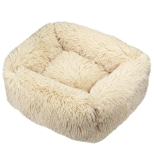 JunJiale Katzenbett, Hundebett für Hunde, waschbares Hundesofa, stützendes Schaumstoffbett, wasserdichtes Futter und rutschfeste Unterseite, rechteckig, 45,7 x 35,6 cm, Hellbraun von JunJiale