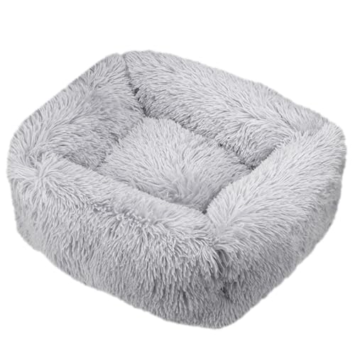 JunJiale Katzenbett, Hundebett für Hunde, waschbares Hundesofa, stützendes Schaumstoffbett, wasserdichtes Futter und rutschfeste Unterseite, rechteckig, 45,7 x 35,6 cm, Hellgrau von JunJiale