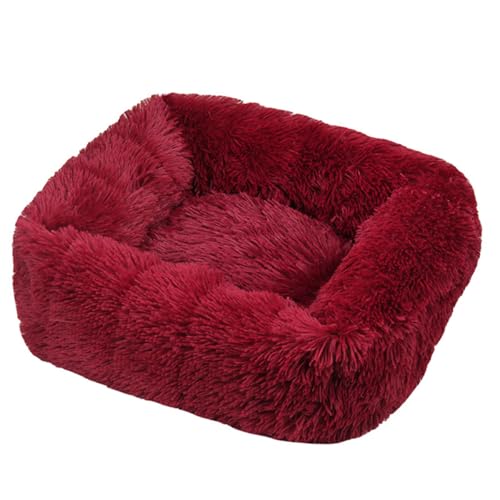 JunJiale Katzenbett, Hundebett für Hunde, waschbares Hundesofa, stützendes Schaumstoffbett, wasserdichtes Futter und rutschfeste Unterseite, rechteckig, 45,7 x 35,6 cm, Weinrot von JunJiale