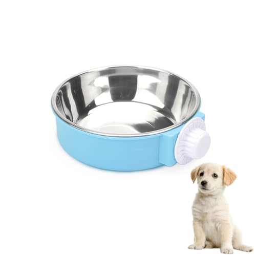 Kiste Wassernapf, 2-in-1 Hundekäfig Hängende Schalen Abnehmbarer Käfig Wasserschalen für Kleintiere (Blau) von June tech