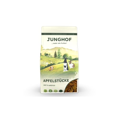 Junghof Apfelstücke | 250 g | 100% natürliche Ergänzung zur Ernährung von Nagern und Kleintieren | Knusprige Konsistenz und fruchtiger Geschmack | Als Beigabe zum Hauptfutter von Junghof