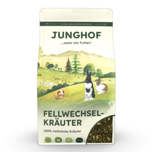 Junghof Fellwechselkräuter | 200 g | Ergänzungsfuttermittel für Nager | 100% natürliche Kräutermischung | Unterstützung im Fellwechsel | Mariendistelsamen, Petersilie, Löwenzahn von Junghof