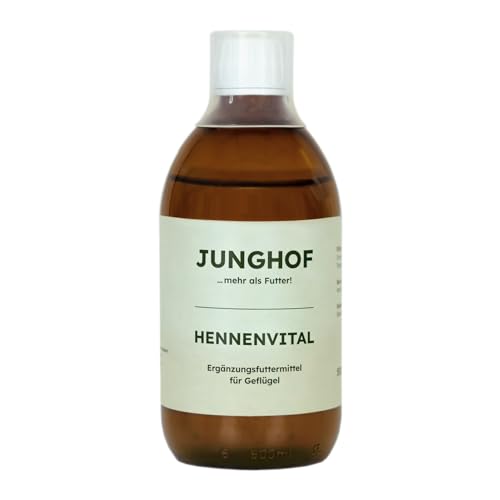 Junghof Hennevital | 500 ml | Flüssiges Ergänzungsfuttermittel für Geflügel | Zum Ausgleich bei fütterungsbedingten Nährstoffimbalancen | Zur Unterstützung in der Aufzucht von Junghof